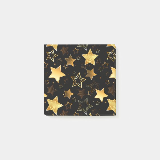 Bloco De Notas Padrão sem costura com estrelas de Ouro (Frente)