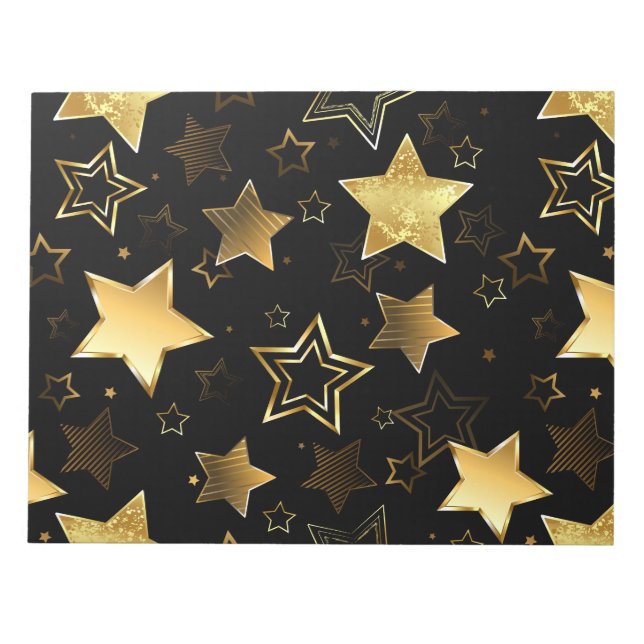 Bloco De Notas Padrão sem costura com estrelas de Ouro (Frente)