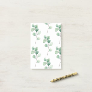 Bloco De Notas Padrão Verde de Eucalipto Moderno em Aquarela