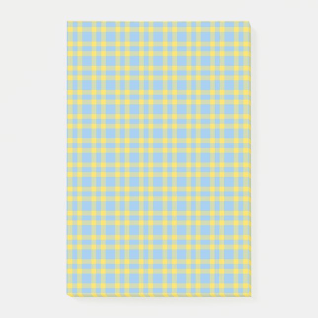 Bloco De Notas Padrão Xadrez Azul Amarelo (Frente)