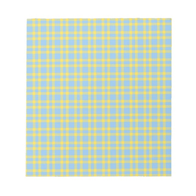 Bloco De Notas Padrão Xadrez Azul Amarelo (Frente)