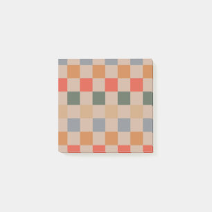 Bloco De Notas Padrão Xadrez Bege Laranja Marrom Retro