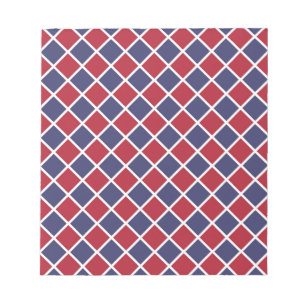 Bloco De Notas Padrão Xadrez Diamante Arlequim Vermelho Azul Bran