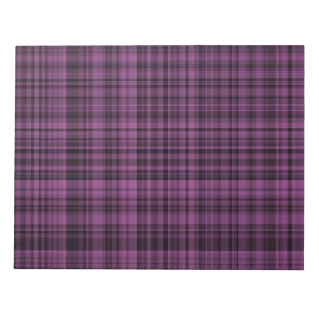 Bloco De Notas Padrão Xadrez Escocês Preto Roxo  (Frente)