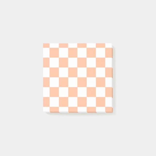 Bloco De Notas Padrão Xadrez Gingham Fuzz de Pêssego (Frente)