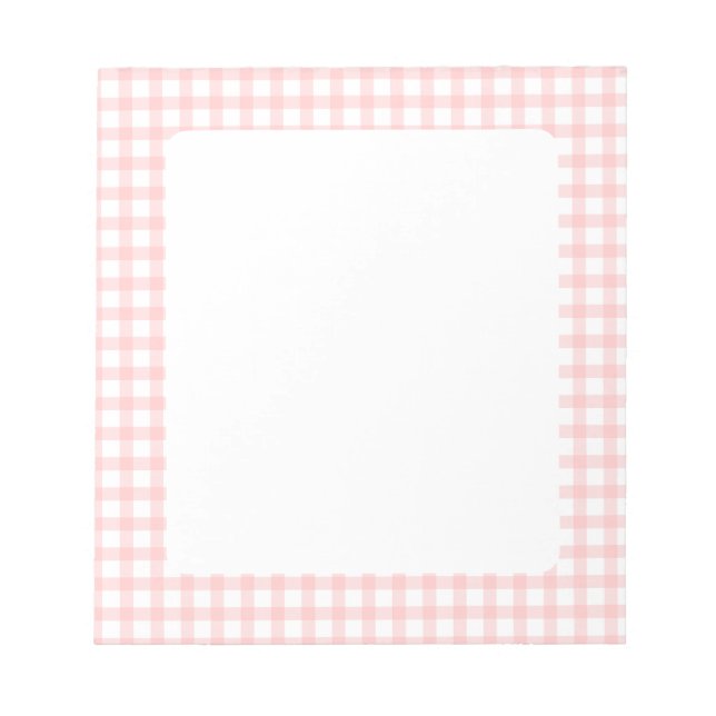Bloco De Notas Padrão xadrez rosa fofo retrô (Frente)