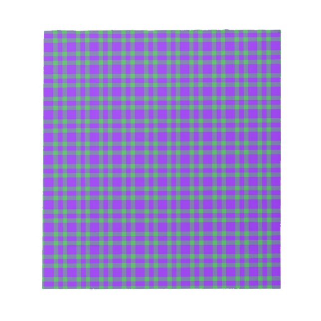 Bloco De Notas Padrão Xadrez Verde Roxo (Frente)