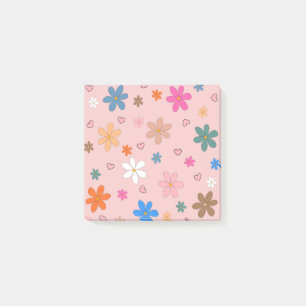 Bloco De Notas Padrão Y2K do Coração da Flor Colorido Pink