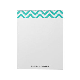 Bloco De Notas Padrão Zigue-Zague em Grande Chevron Azul-Ciano e 