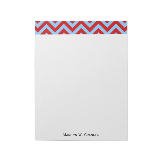 Bloco De Notas Padrão ZigZag Vermelho, Azul Céu Grande Chevron Pa (Invertido)