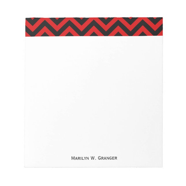 Bloco De Notas Padrão ZigZag vermelho, preto Grande Chevron (Frente)