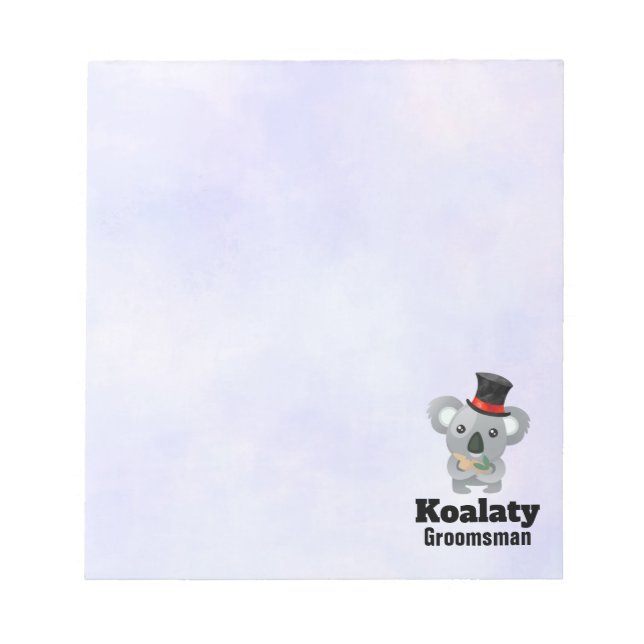 Bloco De Notas Padrinho de casamento Cute Koala Pun Koalaty (Frente)