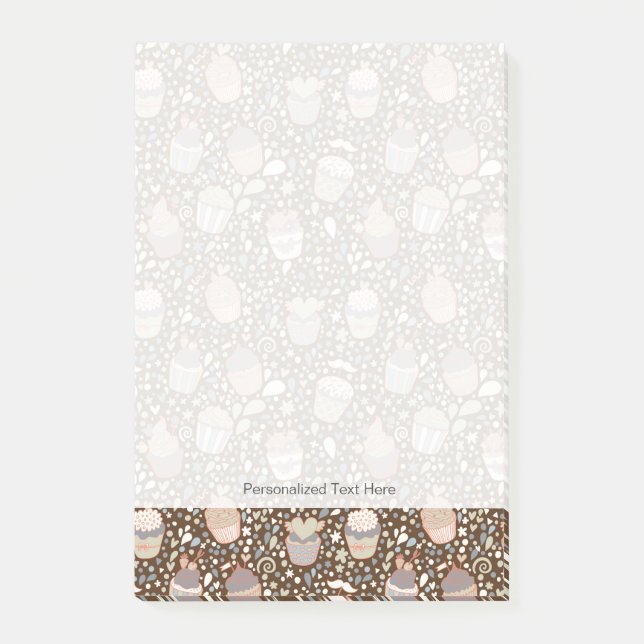 Bloco De Notas Padrões doces feitos de cupcakes saborosos (Frente)