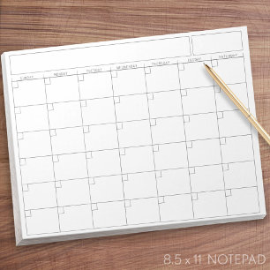 Bloco De Notas Página de Calendário em Branco - Vista Paisagem co