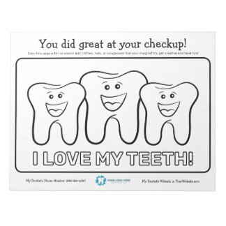 Bloco De Notas Página de Coloração dentária para Crianças