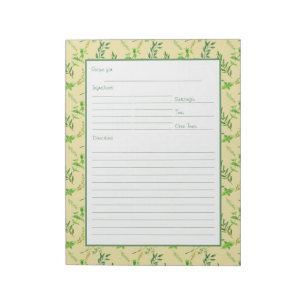 Bloco De Notas Página de Receita para Binder Folhas de Herbo Ver