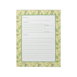 Bloco De Notas Página de Receita para Binder Folhas de Herbo Verd