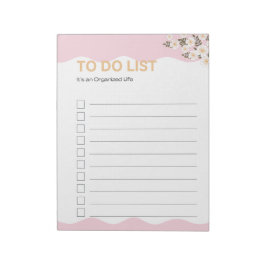 Bloco De Notas Página do planejador rosa lista de tarefas vida or