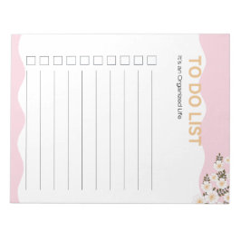 Bloco De Notas Página do planejador rosa lista de tarefas vida or