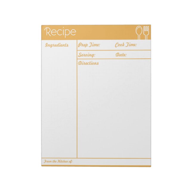 Bloco De Notas Página Receita Laranja Simples Sem Linha (Invertido)