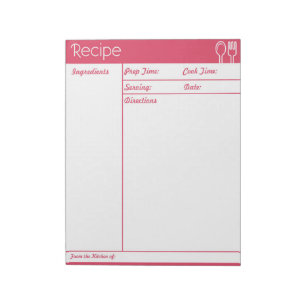 Bloco De Notas Página Receita Rosa Simples Sem Linha
