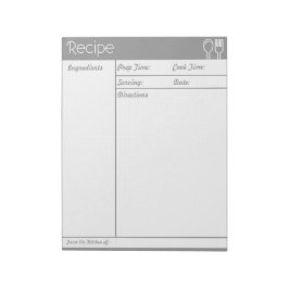 Bloco De Notas Página Receita Simples de Cinzas Sem Linha