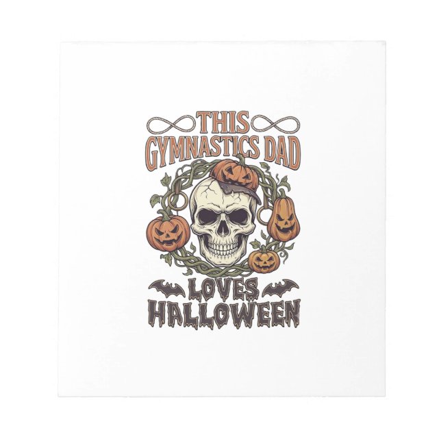 Bloco De Notas Pai de Ginástica Ama Halloween Caveira Abóboras Mo (Frente)