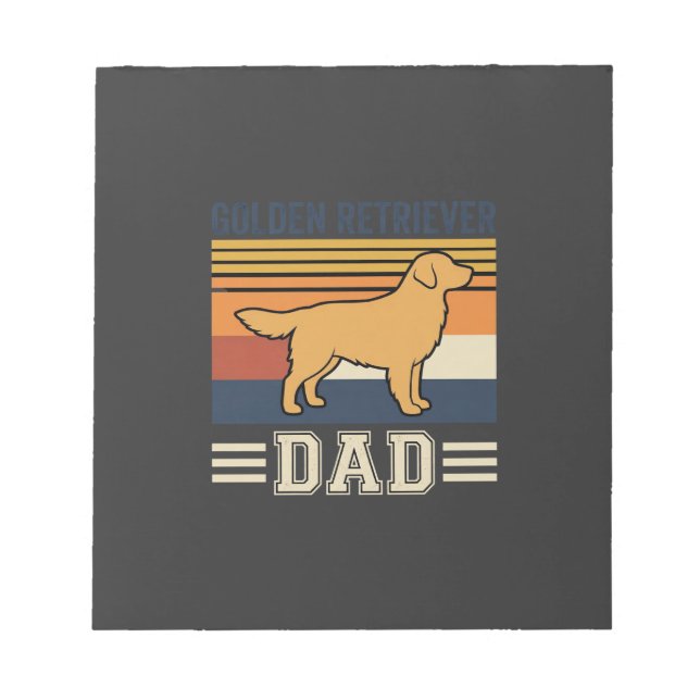 Bloco De Notas Pai Golden Retriever Cão Retro (Frente)