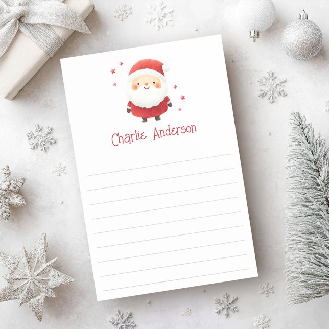 Bloco De Notas Pai Natal bonitinho adiciona o nome de Natal alinh (Cute Santa Claus add name lined Christmas Post-it Notes)