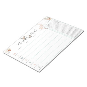 Bloco De Notas Painel de Planejador de Menu e Refeições