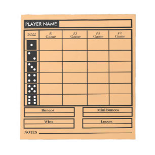 Bloco De Notas painel de pontuação do bunco