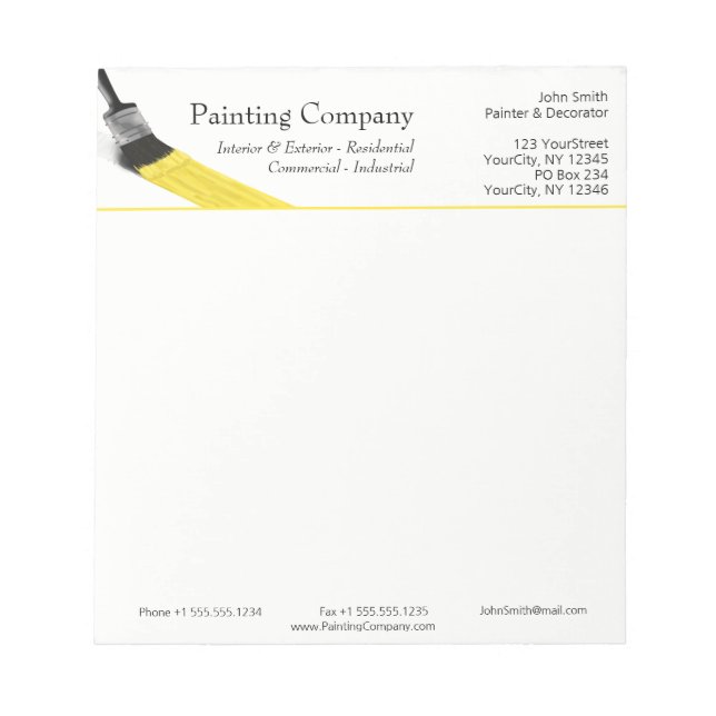 Bloco De Notas Painting Painter Service Company Brussel Amarelo (Frente)