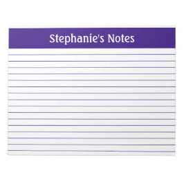 Bloco De Notas Paisagem 11 x 8.5 com linha roxa personalizada