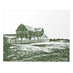 Bloco De Notas Paisagem de campo com recortes de madeira casa de