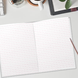 Bloco De Notas Paisagem de Papel Lineado Cor-de-Rosa com Regra da