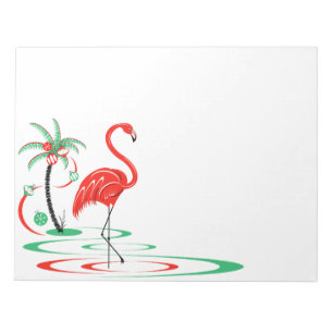 Bloco De Notas Paisagem Flamingo de Natal Vermelho