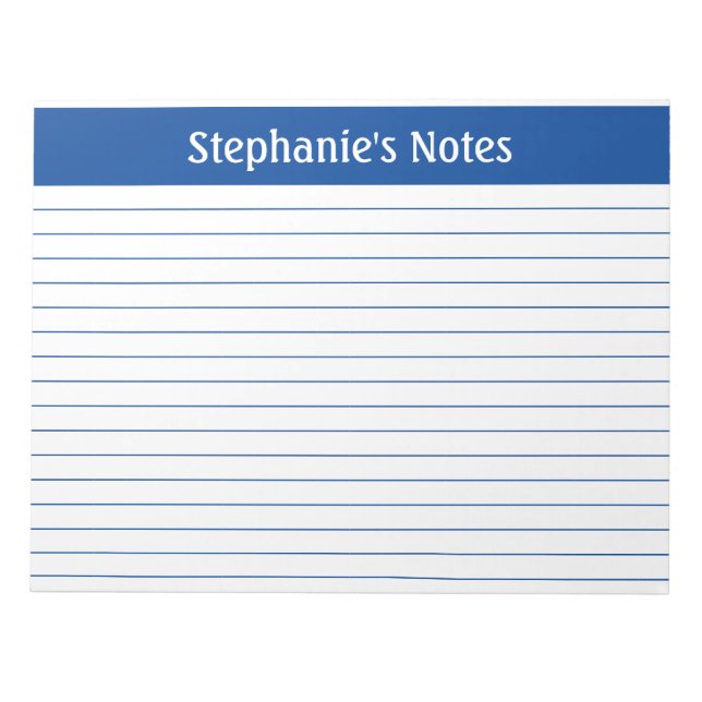 Bloco De Notas Paisagem Personalizada do Elegante Blue Lined 11 x (Frente)