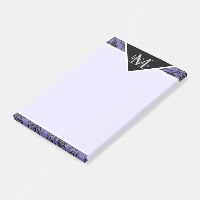 Bloco De Notas Paisley preto e branco   (Inclinado)