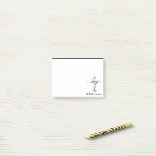 Bloco De Notas Palavras cristãs personalizadas cruz (Na mesa)