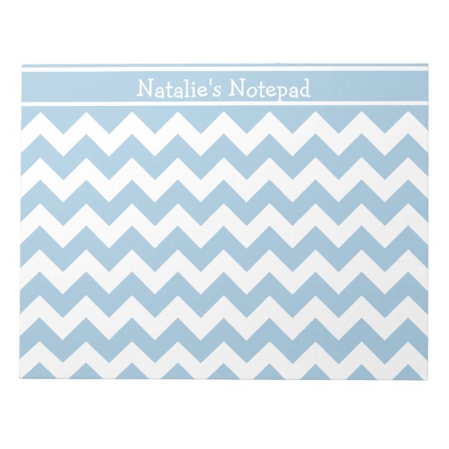 Bloco De Notas Pale Blue e White Chevrons (Frente)