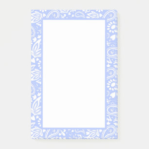 Bloco De Notas Pale Blue e White Paisley Bonito