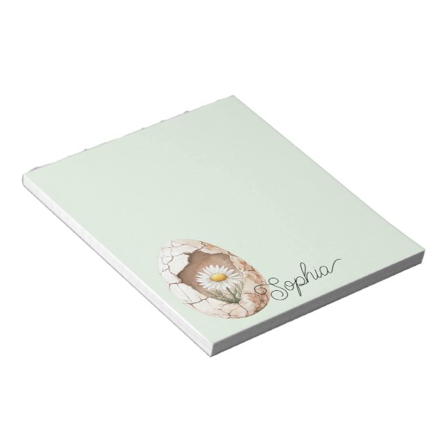 Bloco De Notas Pale Mint Egg Daisy Flower (Inclinado)