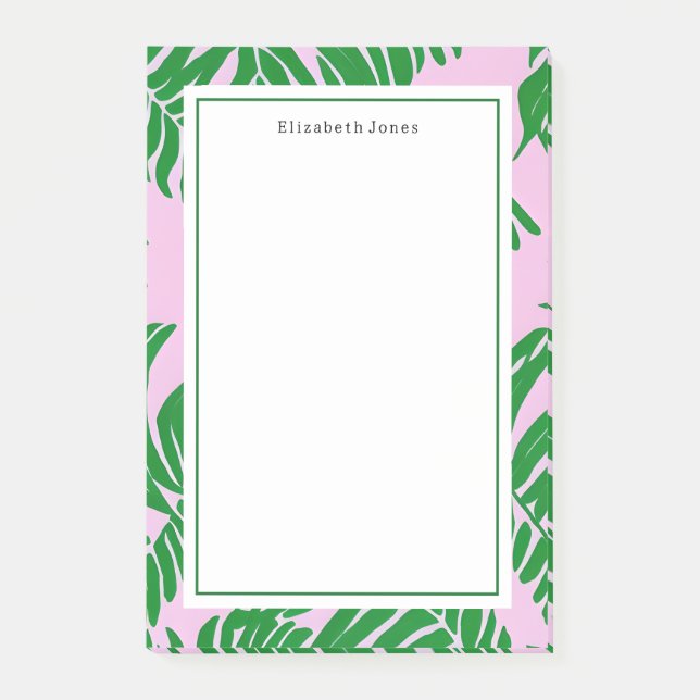 Bloco De Notas Palm Tree Pink + Green Preppy (Frente)