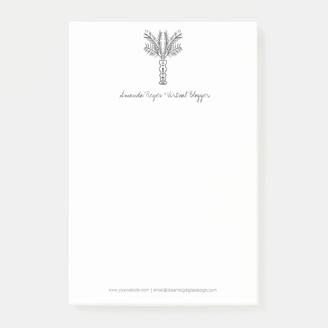 Bloco De Notas Palmeira Tropical Minimalista Doodle (Frente)