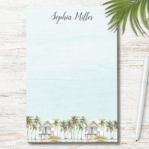 Bloco De Notas Palmeiras de Coco Monogramadas em Aquarela Praia