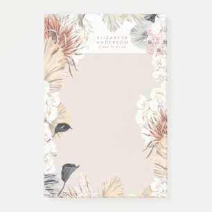 Bloco De Notas Pampas Grass Floral Tropical Jungle Business