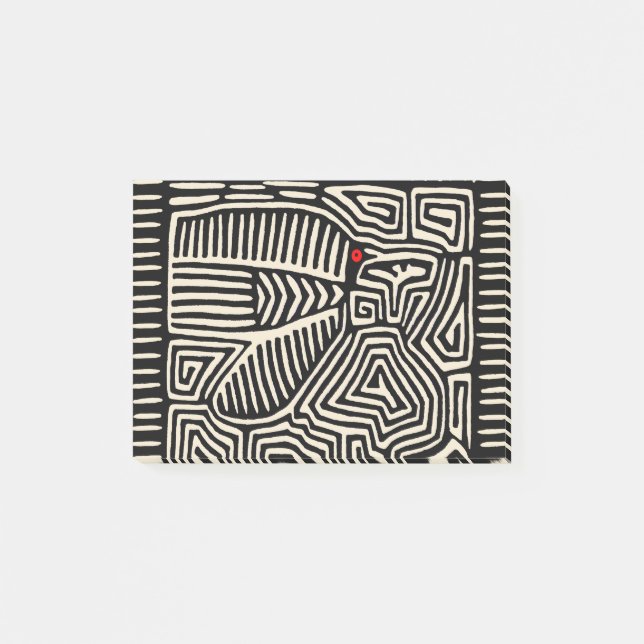 Bloco De Notas Panamá Kuna Indian Mola Pajaro - Branco preto (Frente)