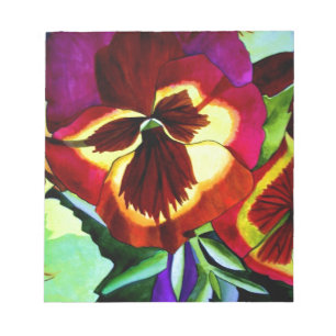 Bloco De Notas Pancas vermelhas flor de aquarela arte original