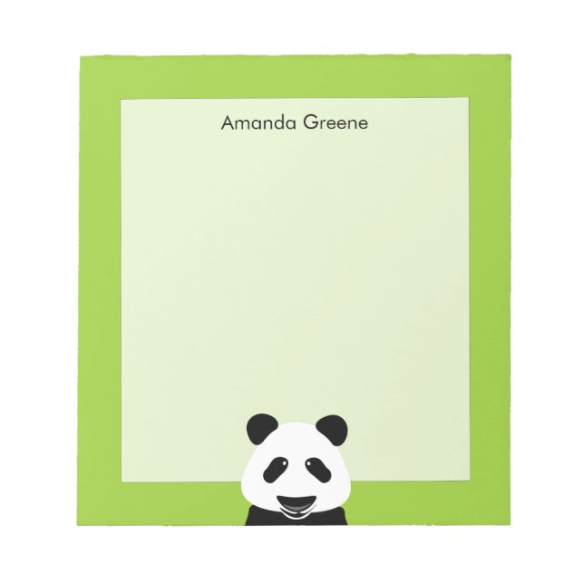 Bloco De Notas Panda Bear Moderno Verde Personalizado (Frente)