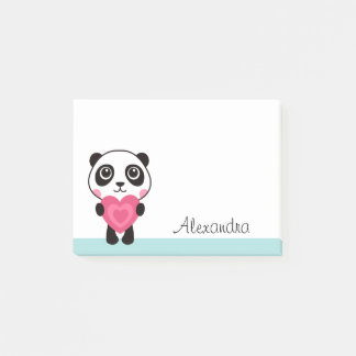 Bloco De Notas Panda com nome personalizado coração